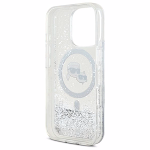 Karl Lagerfeld Liquid Glitter Karl & Choupette Head Magsafe iPhone 16 Pro Case - Clear
