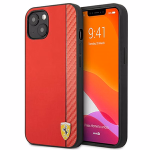 Ferrari FESAXHCP13SRE iPhone 13 mini 5.4" punainen/punainen kovakotelo On Track Carbon Stripe