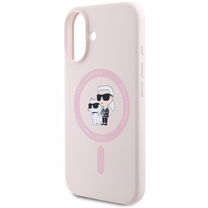 Karl Lagerfeld Silicone Karl&Choupette Heads Ring MagSafe iPhone 16 Case - Pink