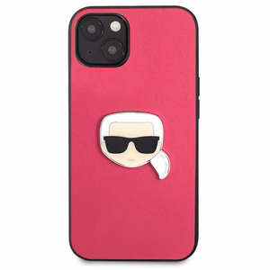 Karl Lagerfeld Nahka Ikonik Karl's Head Metal Case iPhone 13 mini - vaaleanpunainen