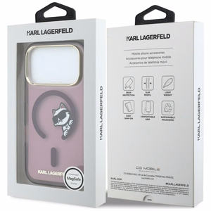 Karl Lagerfeld Peekaboo Logo -suojakuori laitteelle iPhone 18 Pro Max / 17 Pro Max, MagSafe-yhteensopiva – viininpunainen