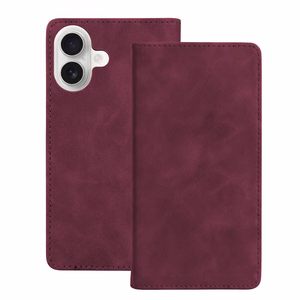 Smart Suede -kuori mallille iPhone 16 6,1", viininpunainen