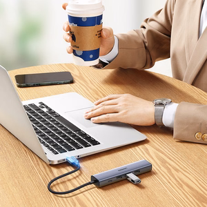 Ugreen multifunctional adapter HUB USB 3.0 - 3 x USB / Ethernet RJ-45 / USB Type C PD gray (CM475)