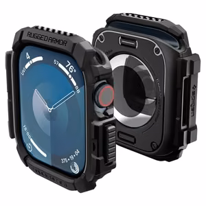 Spigen Rugged Armor Suojakuori Apple Watch 10:lle (42mm) - Musta