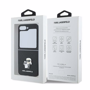 Karl Lagerfeld Saffiano Metal Pin Suojakuori Samsung Galaxy Z Flip 6:lle - Musta
