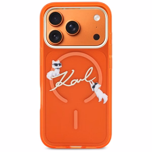Karl Lagerfeld IML Choupettes Karl Script Logo MagSafe Suojakuori iPhone 17 Pro Max - Oranssi