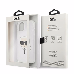 Karl Lagerfeld Glitter Karl's Head kotelo iPhone 13 mini - hopea