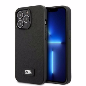 Karl Lagerfeld KLHCP13LSFMP2K iPhone 13 Pro / 13 6.1" kovakuori musta/musta Saffiano Plaque