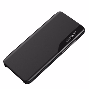 Eco Leather View Case, tyylikäs suojakuori läpällä ja jalustalla iPhone 16e / 17e:lle - musta