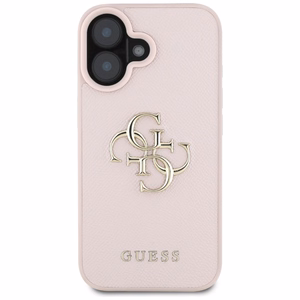 Guess Grained Big 4G Logo Small Classic Logo suojakuori iPhone 16:lle - vaaleanpunainen