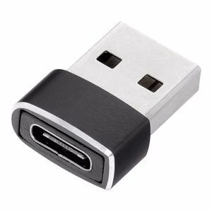 USB-C (female) – USB-A (male) -sovitin, musta