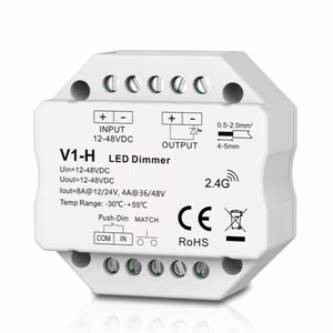 V1-H-ohjain, 12-48V, 1x 8A, Push-Dimm