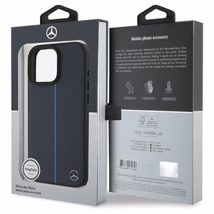 Mercedes MB Blue Line Nahkainen MagSafe Suojakuori iPhone 16 Pro Max:lle - Laivastonsininen