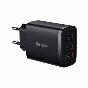 Baseus Compact seinälaturi - 3xUSB - 17W (CCXJ020101) musta