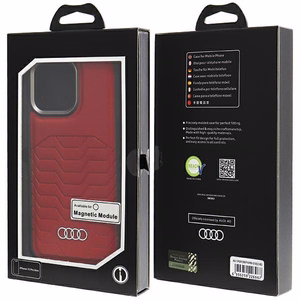 Audi Tekonahkainen Suojakuori MagSafella iPhone 15 Pro Maxille - punainen