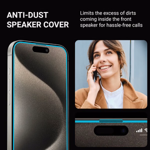 Crong Anti-Bacterial 3D Armour Glass antimikrobinen 9H-karkaistu kokoliimapintainen näytönsuojalasi iPhone 16 Plus / 15 Plus -laitteelle asennuskehyksellä