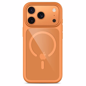 Tech-Protect MagOne CC MagSafe suojakuori ja 2 kpl karkaistuja laseja malleille iPhone 18 Pro Max / 17 Pro Max, läpinäkyvä oranssi