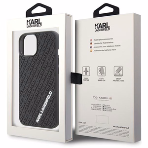 Karl Lagerfeld 3D Rubber Multi Logo Suojakuori iPhone 15:lle - musta