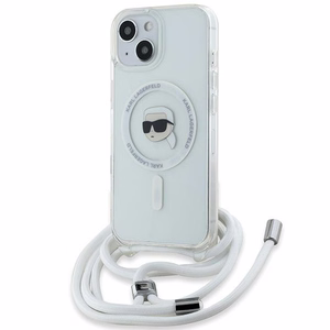 Karl Lagerfeld Crossbody IML Karl Head MagSafe suojakuori iPhone 15 / 14 / 13:lle - läpinäkyvä
