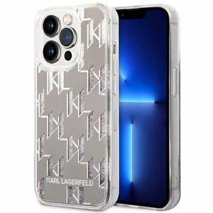 Karl Lagerfeld KLHCP14XLMNMS iPhone 14 Pro Max 6.7 kovakuori hopeinen / hopeinen Liquid Glitter Monogram