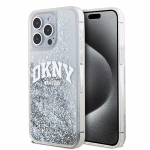 DKNY suojakuori iPhone 15 Pro Max 6,7' DKHCP15XLBNAET valkoinen HC nestemäiset kimalteet kaarilogolla