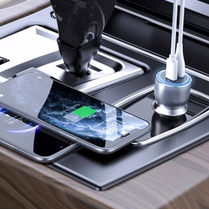 Dudao R4Ultra 120W Power Delivery Quick Charge LED autolaturi USB-A USB-C - harmaa