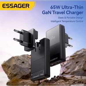 Charger Essager "Ultra Thin" Black 65W (PD / QC3.0)