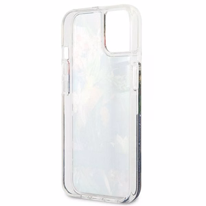 Guess GUHCP13SLFLSB iPhone 13 mini 5.4" sininen/sininen kovakotelo Kukka Nestemäinen glitteri