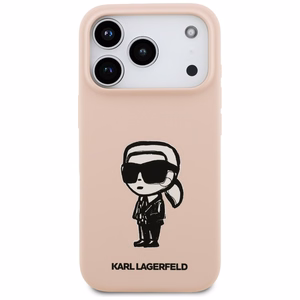 KARL LAGERFELD suojakuori iPhone 17 Pro Max MagSafe-yhteensopiva (silikoni KL-luonnoksella ja logolla) - pinkki