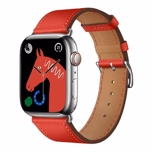 Ranneke Apple Watch Forcell F-Design FA20 rei'itetty ympäristöystävällinen nahka 42 / 44 / 45 / 49 mm punainen