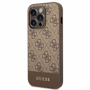 Guess GUHCP14LG4GLBR iPhone 14 Pro 6.1" ruskea/ruskea kova kotelo 4G Stripe-mallisto