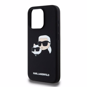 Karl Lagerfeld Silikoninen Karl & Choupette MagSafe Suojakuori iPhone 15 Prolle - musta