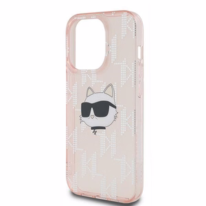 Karl Lagerfeld IML Choupette Head & Monogram suojakuori iPhone 13 Pro / 13:lle - vaaleanpunainen