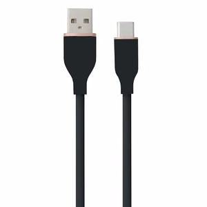 Silikoninen kaapeli USB Type-A - Type-C (musta, 1m)