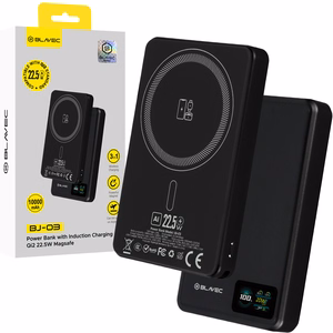 Blavec varavirtalähde 10000 mAh BJ-03 Slim 13,5 mm - Type C - 22,5 W magneettinen Magsafe 3-in-1 (PBBJ03-MC10B) musta alumiini