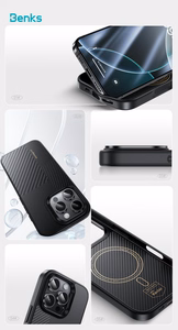 Benks Montage Magnetic Armor Pro Kevlar Case Metal Frame 600D+1500D (MF65) for Iphone 16 Pro black (Camera Control Button)