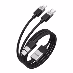 BWOO punottu 2-in-1 kaapeli USB-C - USB-C ja Lightning 1m 100W/27W musta