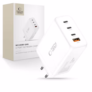 Tech-Protect NC240W-GaN 4-Port 240W Seinälaturi - Valkoinen