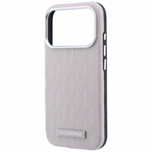 Karl Lagerfeld Grained Mono Resin Logo MagSafe suojakuori mallille iPhone 17 Pro Max / 18 Pro Max – väri: vaaleanpunainen