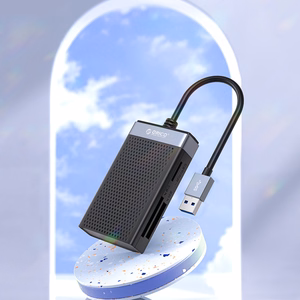 Orico CL4D-A3 muistikortinlukija USB-A 3.0, SD/microSD/CF/MS, 5 Gbps – musta ja hopeanvärinen