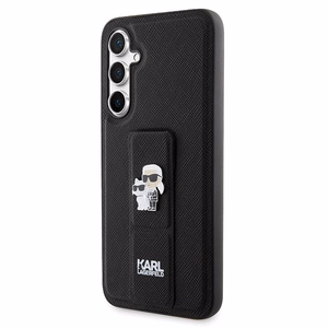 Karl Lagerfeld Gripstand Saffiano Karl&Choupette Pins suojakuori Samsung Galaxy S23 FE:lle - musta