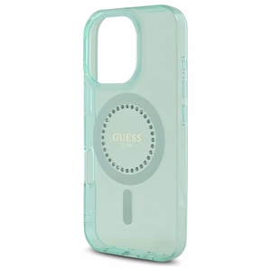 Guess IML Rhinestones MagSafe Suojakuori iPhone 16 Pro Max:lle - vihreä