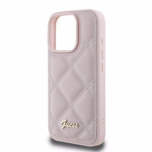 Guess Quilted Metal Logo Suojakuori iPhone 16 Pro:lle - vaaleanpunainen