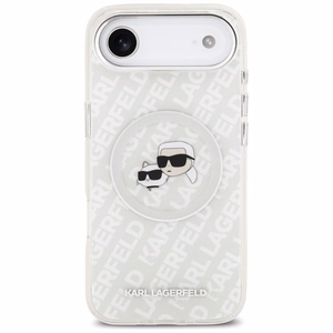 Karl Lagerfeld IML Glitter Karl&Choupette Heads Logo MagSafe Suojakuori iPhone Air:lle - Harmaa