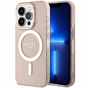 Guess GUHMP14LHCMCGP kovakotelo iPhone 14 Pro 6.1" vaaleanpunainen/vaaleanpunainen Glitter Gold MagSafe