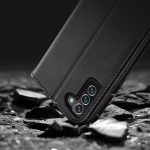 Dux Ducis Hivo Nahka Flip Cover Aitoa nahkaa Lompakko korteille ja asiakirjoille Samsung Galaxy S22 + (S22 Plus) Musta