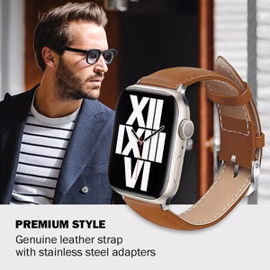Crong Noble Band genuine-leather strap for Apple Watch 44 / 45 / 46 / 49 mm, mocha