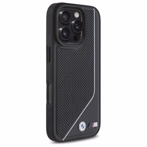 BMW M Perforated Twisted Line MagSafe Suojakuori iPhone 16 Pro:lle - musta