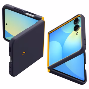 Spigen Nano Pop MagSafe case for Samsung Galaxy Z Flip8 – navy blue and yellow