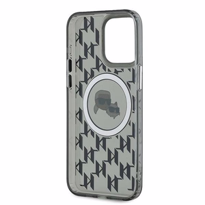 Karl Lagerfeld IML Monogram Karl & Choupette Head MagSafe Suojakuori iPhone 15 Pro Max:lle - Musta